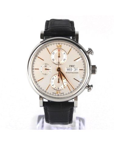 [중고명품] 아이더블유씨 포르토피노 크로노그래프 오토매틱 42MM 드레스 워치 블랙 악어 가죽 스트랩 149118746