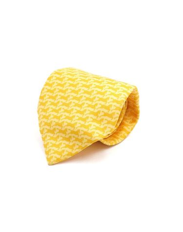 [중고명품] 에르메스 100% 실크 옐로우 넥타이 가로 9cm 세로 152cm 152318857