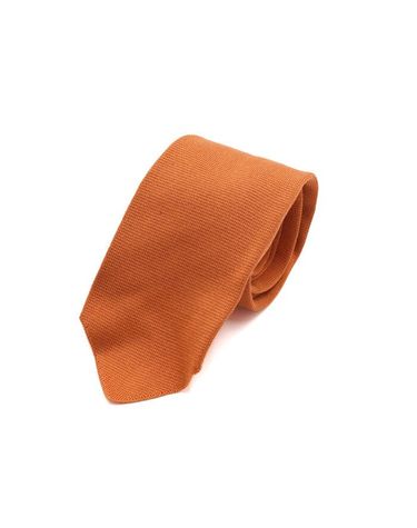 [중고명품] 에르메스 오렌지 체크 패턴 100% 실크 넥타이 가로 7cm 세로 157cm 152318670