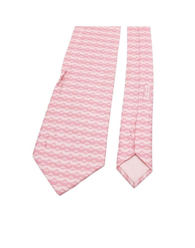 에르메스 [중고명품] [중고명품] 에르메스 핑크 돛단배 패턴 100% 실크 넥타이 가로 9CM 세로 146CM 152318539 착용컷