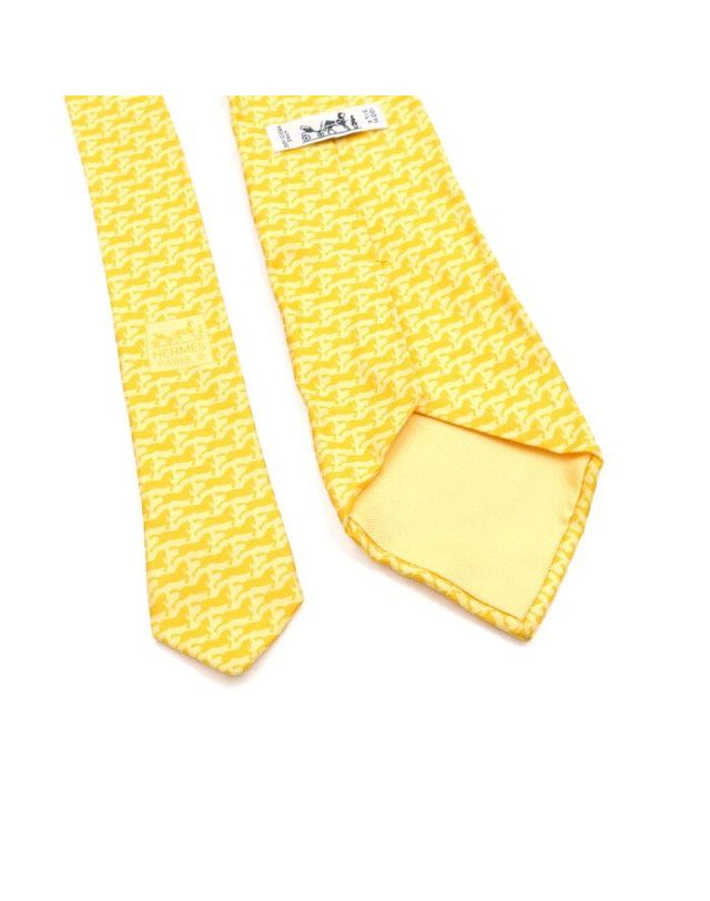 에르메스 [중고명품] [중고명품] 에르메스 100% 실크 옐로우 넥타이 가로 9cm 세로 152cm 152318857 착용컷