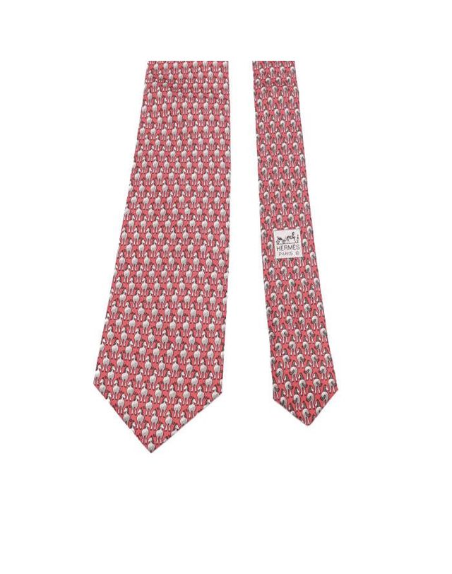에르메스 [중고명품] [중고명품] 에르메스 홀스 패턴 실크 넥타이 가로 9cm 세로 150cm 158734010 착용컷
