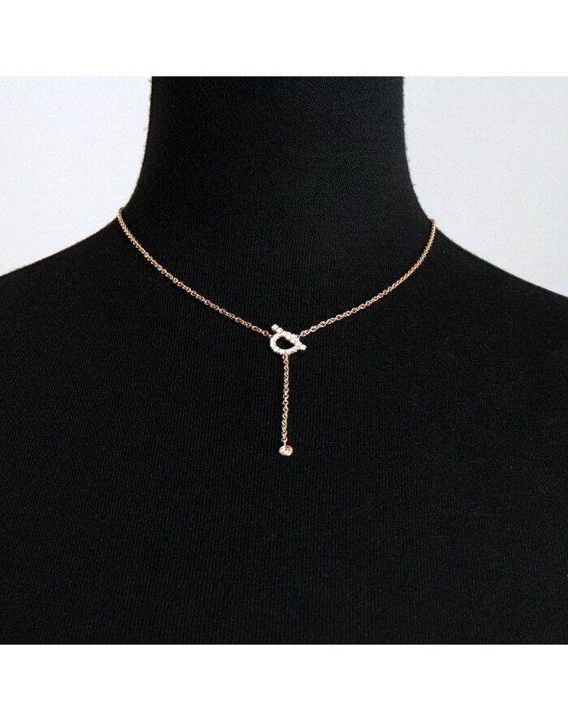 에르메스 [중고명품] 에르메스 중고 055CT 18P다이아 Finesse 래리어트 네크리스 여성 목걸이 aa68216 161572686 착용컷
