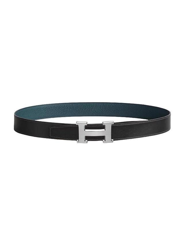에르메스 [명품] 에르메스 H 버클 리버서블 양면 32mm 블랙 블루 100 은장 무광 남성 가죽 벨트 H064544CB86 162653663 착용컷