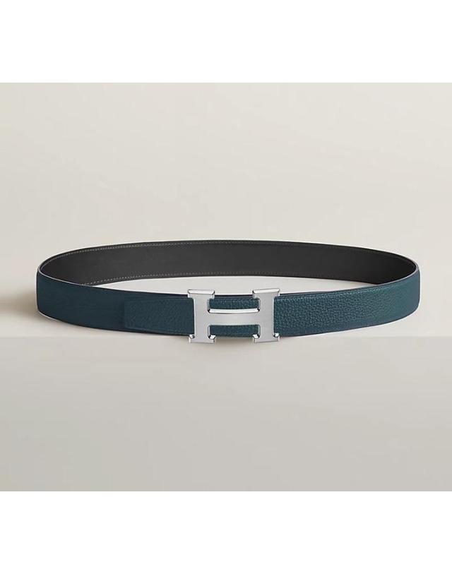 에르메스 [명품] 에르메스 H 버클 리버서블 양면 32mm 블랙 블루 100 은장 무광 남성 가죽 벨트 H064544CB86 162653663 착용컷