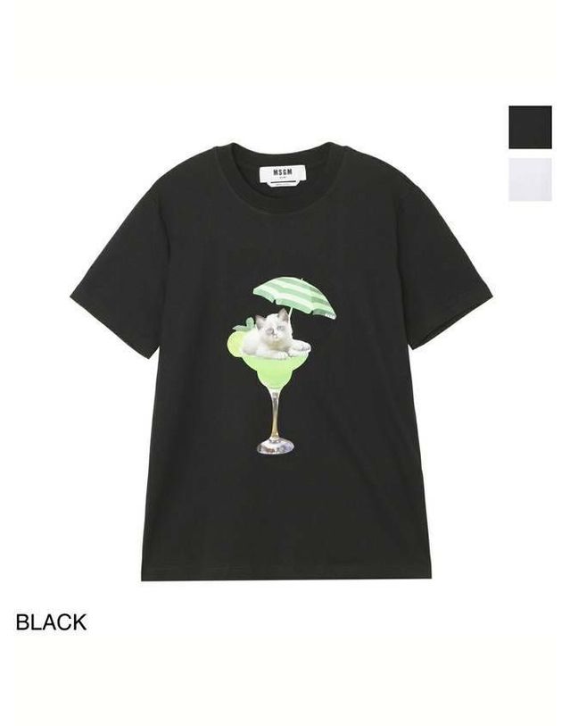 엠에스지엠 [명품] 엠에스지엠 스템파 칵테일 티셔츠 블랙 3441MDM191 237002 99 133040073 착용컷