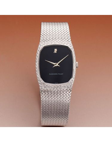 [중고명품] 오데마피게 빈티지 남자 금 시계 18K 화이트 골드 검판 수동 1980년대 152782075