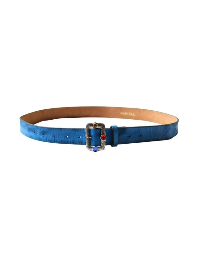 캐피탈 [해외직구] 캐피탈 오일드 레더 스터드 디스코 버클 벨트 블루 EK-1287 착용컷