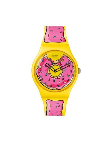 [해외직구] 스와치 x 더 심슨 세컨즈 오브 스위트니스 41mm 쿼츠 옐로우 SO29Z134