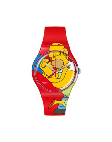[해외직구] 스와치 x 더 심슨 스위트 엠브레이스 41mm 쿼츠 레드 SO29Z120