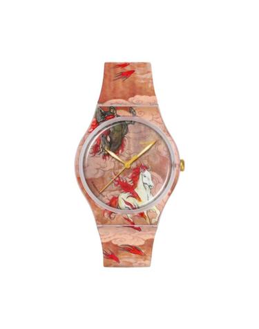 [해외직구] 스와치 x 위원제 라이딩 더 클라우즈 41mm 쿼츠 브라운 SUOZ369