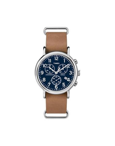 [해외직구] 타이맥스 위켄더 40mm 레더 스트랩 워치 탄 실버톤 TW2P62300