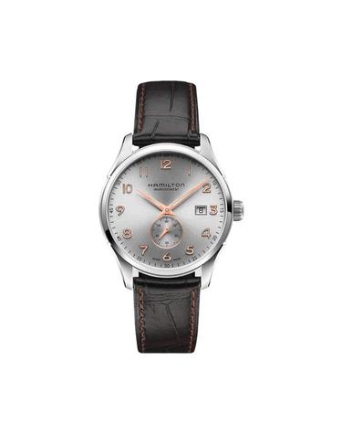 [해외직구] 해밀턴 재즈마스터 마에스트로 스몰 세컨드 오토 40mm 카우 레더 브라운 실버 H42515555