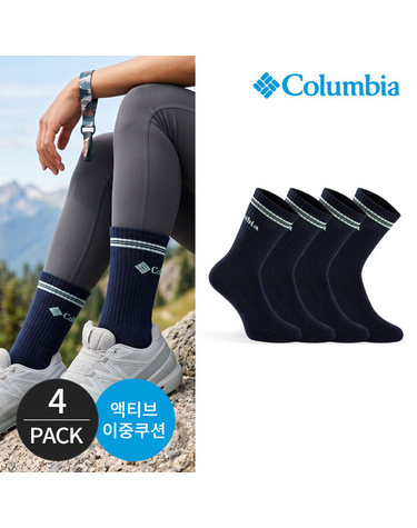 컬럼비아 여성 쿠션 딥로고 등산 장목양말 4P_NY