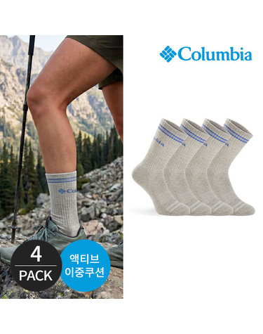 컬럼비아 여성 쿠션 딥로고 등산 장목양말 4P_GY