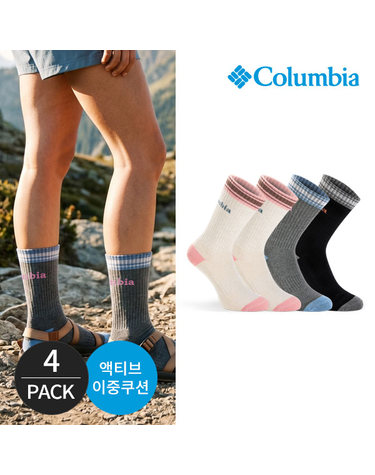 컬럼비아 여성 쿠션 배색컬러 등산 장목양말 4P_MX