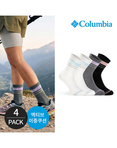 컬럼비아 여성 쿠션 파스텔 넥선 등산 중목양말 4P_MX
