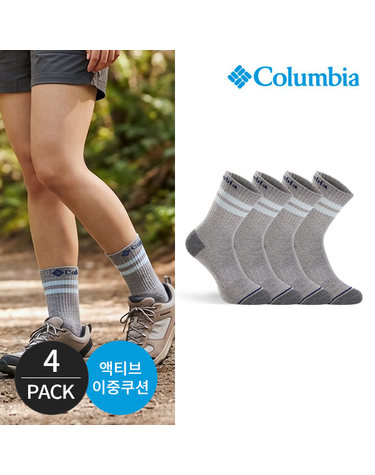 컬럼비아 여성 쿠션 넥앞선 등산 중목양말 4P_GY