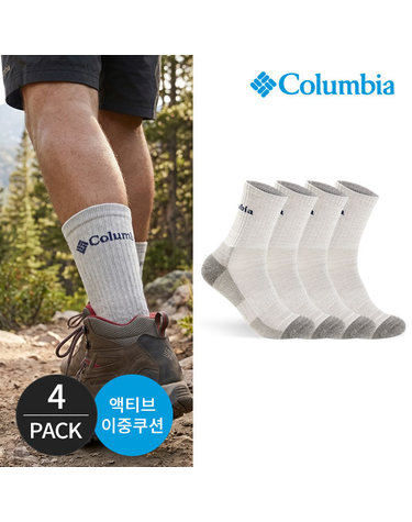컬럼비아 남성 쿠션 힐컬러 등산 중목양말 4P_LG