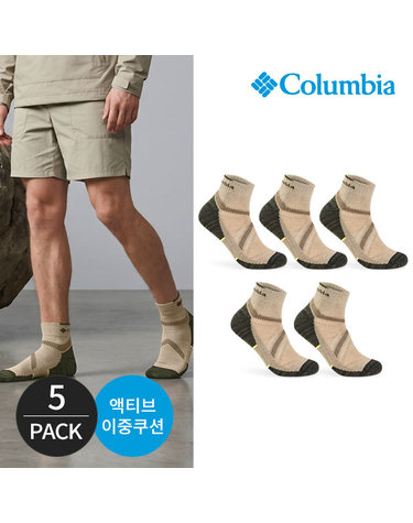 컬럼비아 남성 쿠션 발등조직 등산 발목양말 5P_BR