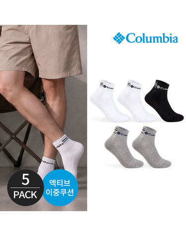 컬럼비아 남성 쿠션 컬러다선 등산 발목양말 5P_MX