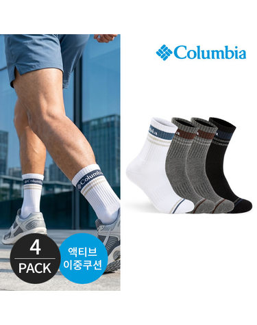컬럼비아 남성 쿠션 원컬러선 등산 중목양말 4P_MX