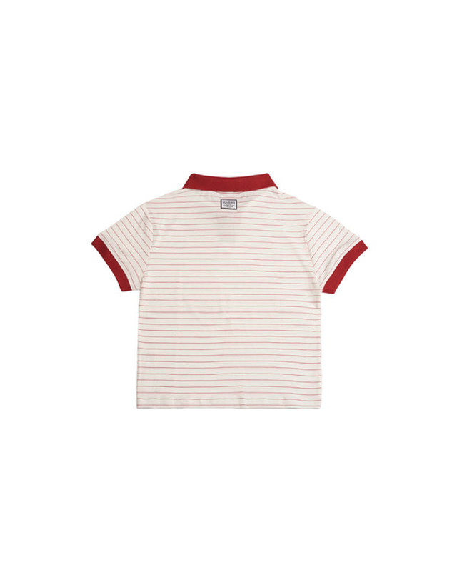 루베로 [summer] 스트라이프 브이넥_팝피 레드 착용컷