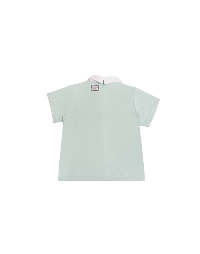 루베로 [summer] 크롭 숏 슬리브 폴로_이더 블루 착용컷