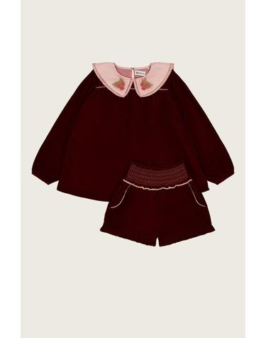 바챠 25FW 아동 블라우스 셋업 Honey Ensemble short et blouse Set AW25HONEY_BURGUVEL