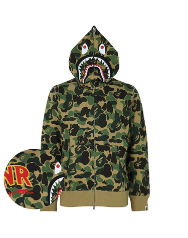 베이프 그린 PONR ABC 카모 샤크 후드 집업 자켓 001ZPM301008M GREEN