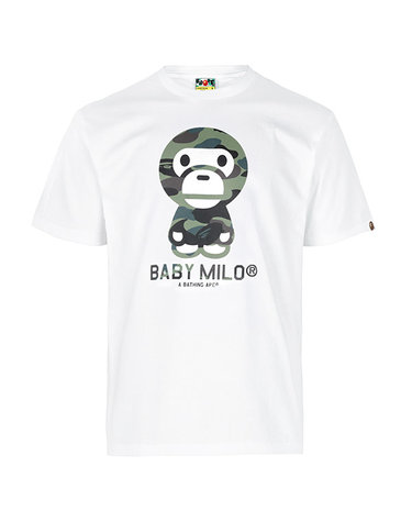 베이프 화이트 그린 퍼스트 카모 베이비 마일로 티셔츠 002TEM301006M WHITE GREEN
