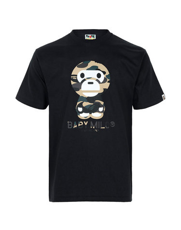 베이프 블랙 옐로우 퍼스트 카모 베이비 마일로 티셔츠 002TEM301006M BLACK YELLOW