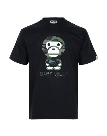 베이프 블랙 그린 퍼스트 카모 베이비 마일로 티셔츠 002TEM301006M BLACK GREEN