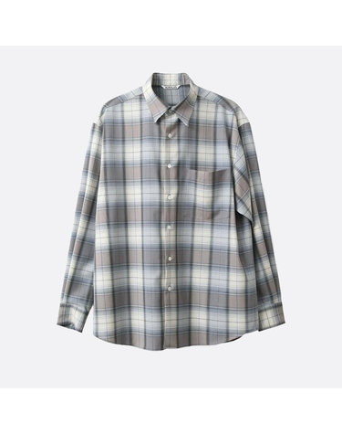 26SS 오라리 슈퍼 라이트 울 체크 셔츠 블루 그레이 체크 A26SS01LC
