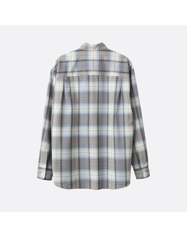 오라리 26SS 오라리 슈퍼 라이트 울 체크 셔츠 블루 그레이 체크 A26SS01LC 착용컷