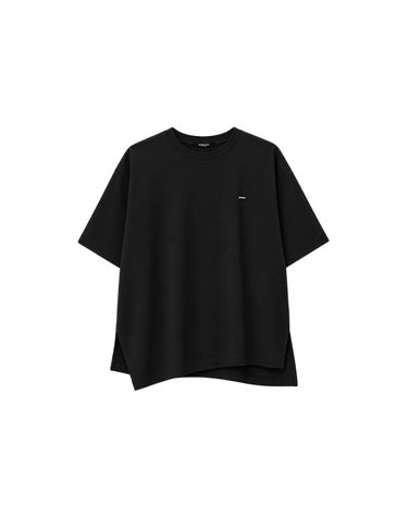 26SS 비대칭 폴리티크 사이드 슬릿 반팔 티셔츠 블랙 MI3TS704BK