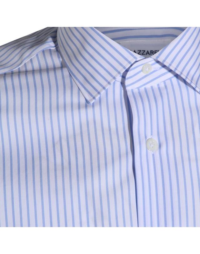 마짜렐리 [해외직구][S27]MAZZARELLI 8002387 남성 셔츠 블라우스 남방 클래식 반팔셔츠 긴팔셔츠 긴팔 WHITE AND LIGHT BLUE COTTON SHIRT 착용컷