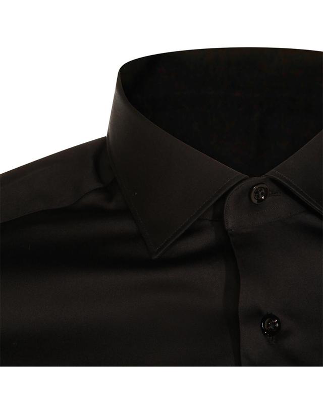 마짜렐리 [해외직구][S27]MAZZARELLI 500201SLIMNERO 남성 셔츠 블라우스 남방 클래식 반팔셔츠 긴팔셔츠 긴팔 BLACK COTTON SHIRT 착용컷