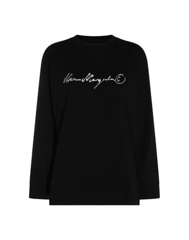 [해외직구][Q11]메종마르지엘라 S52GC0370M20258900 여성 티셔츠 BLACK COTTON HANDWRITTEN T SHIRT
