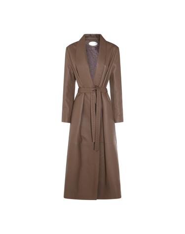 [해외직구][B47]펜디 FPS901ARTZF0EE2 여성 코트 아우터 BROWN LEATHER COAT