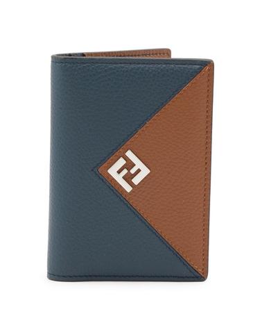 [해외직구][B47]펜디 7M0381B09XF1X5Z 남성 카드지갑 카드홀더 BLUE AND BROWN LEATHER CARD HOLDER