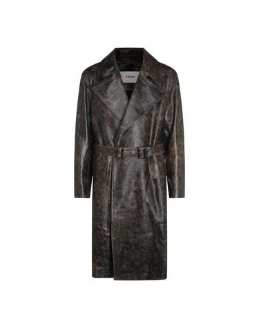 [해외직구][B47]펜디 FPJ165B1OPF0TU7 남성 트렌치코트 아우터 EBONY LEATHER TRENCH COAT