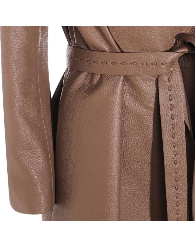 펜디 [해외직구][B47]펜디 FPS901ARTZF0EE2 여성 코트 아우터 BROWN LEATHER COAT 착용컷