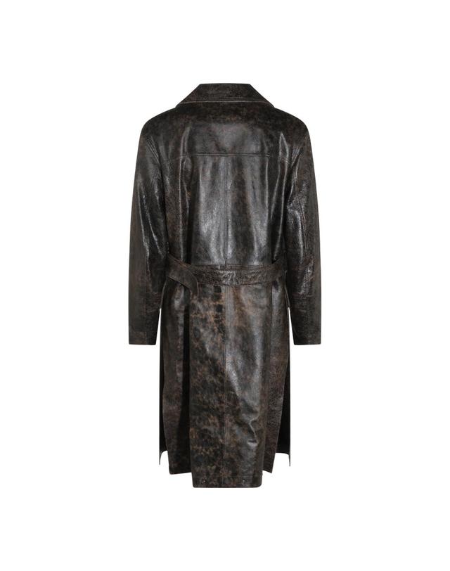 펜디 [해외직구][S27]펜디 FPJ165B1OPF0TU7 남성 트렌치코트 BROWN LEATHER TRENCH COAT 착용컷