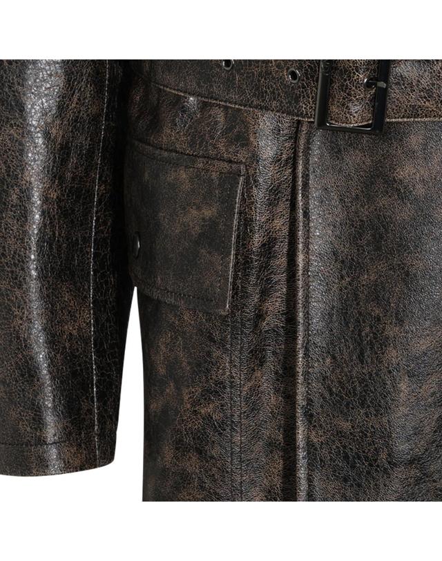펜디 [해외직구][S27]펜디 FPJ165B1OPF0TU7 남성 트렌치코트 BROWN LEATHER TRENCH COAT 착용컷
