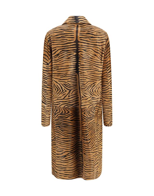 펜디 [해외직구][K68]펜디 FPS574B1O1 F1TGU 여성 코트 하프 롱 트렌치코트 레인코트 Tiger print pony effect Leather Coat 착용컷