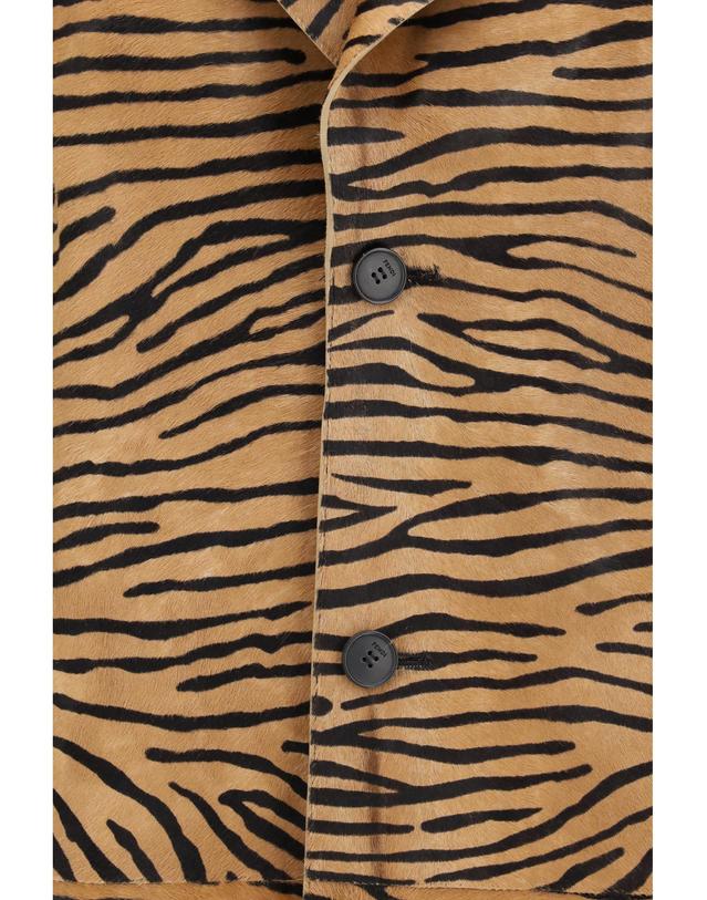 펜디 [해외직구][K68]펜디 FPS574B1O1 F1TGU 여성 코트 하프 롱 트렌치코트 레인코트 Tiger print pony effect Leather Coat 착용컷