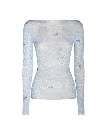 [해외직구][B47]에밀리오푸치 6UJM456U829032 여성 티셔츠 상의 탑 LIGHT BLUE NYLON TOP
