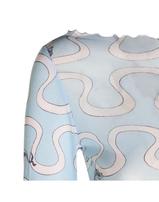 에밀리오 푸치 [해외직구][B47]에밀리오푸치 6UJM456U829032 여성 티셔츠 상의 탑 LIGHT BLUE NYLON TOP 착용컷