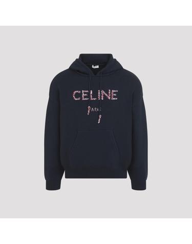 [해외직구][D14]셀린느 RY10S4S85 07MR NAVY 남성 맨투맨 후드 스웨트셔츠 집업 Celine Knit Hoodie